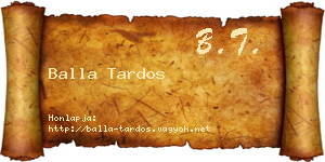Balla Tardos névjegykártya